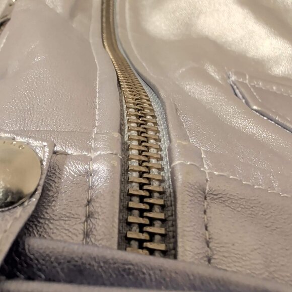 IRO Silver to Purple Ombre Metallic Leather Biker Jacket - Picture 7 of 9